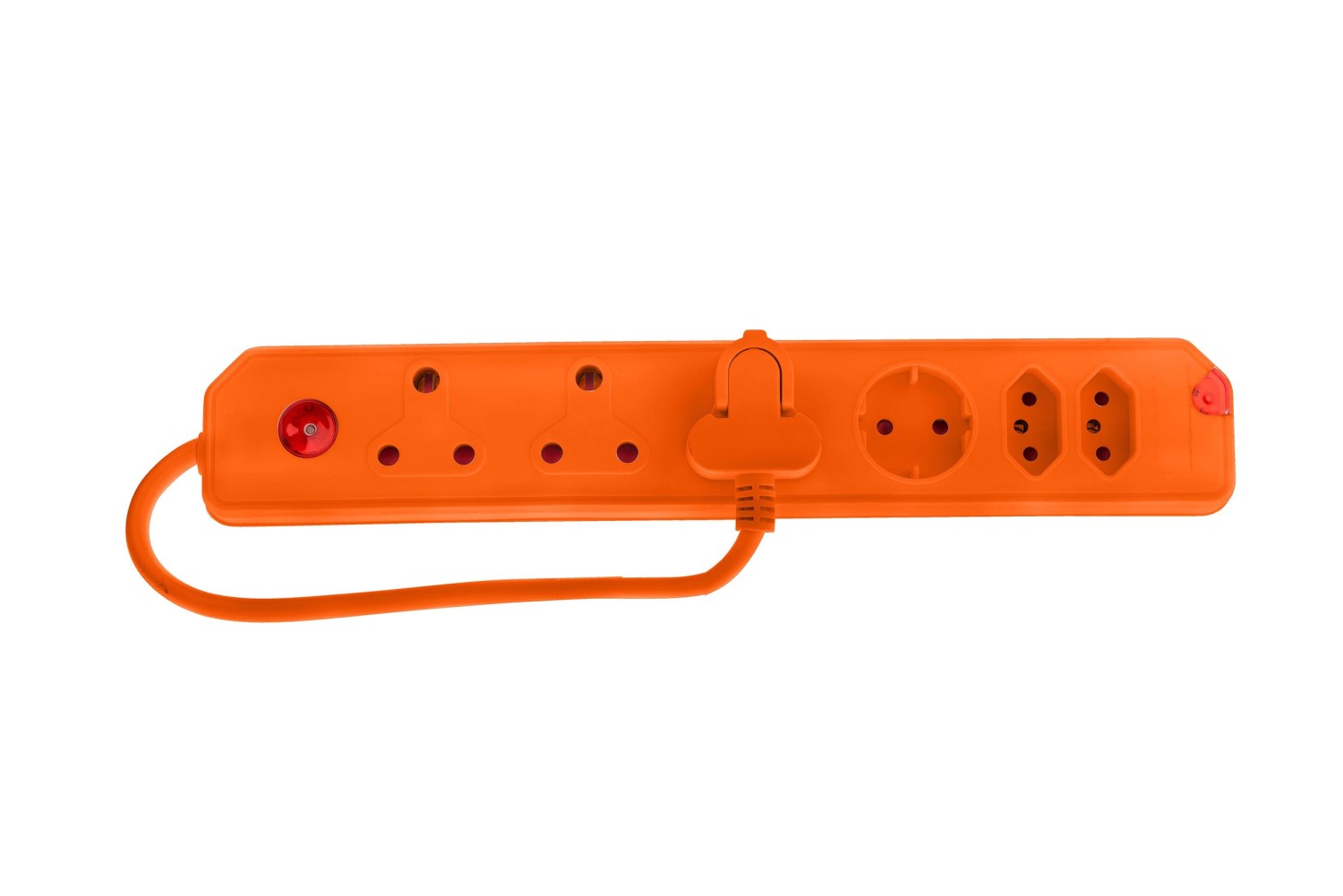 Electricmate 6 Way Multiplug with Overload Protection Orange