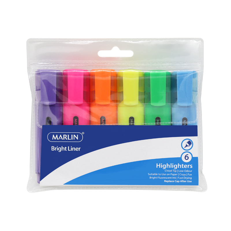 Marlin Bright Liners highlighter 6’s assorted colours