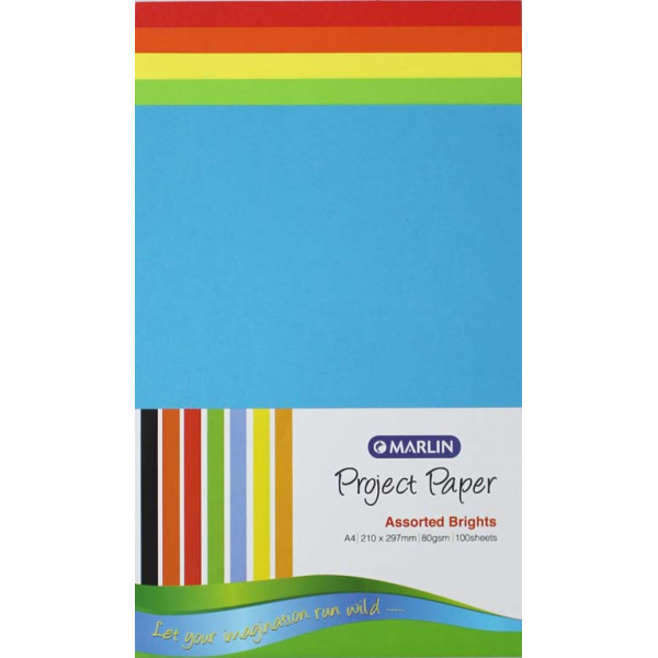 Marlin paper A4 80gsm 100’s Bright assorted