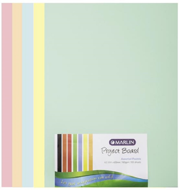Marlin Project Boards A2 160gsm 100’s Pastel assorted