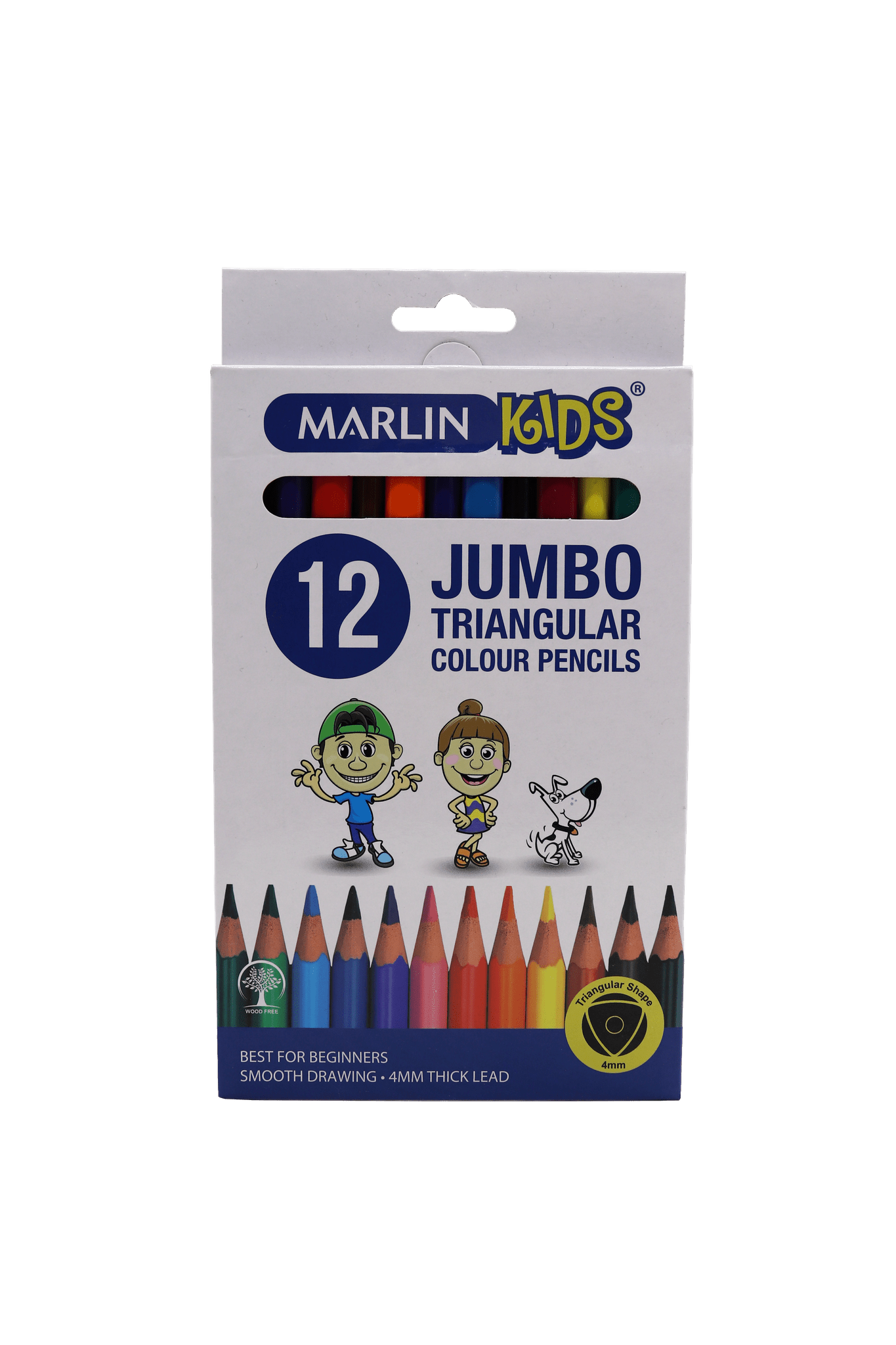 Marlin Kids Tri Jumbo Triangular Colour Pencils 12’s