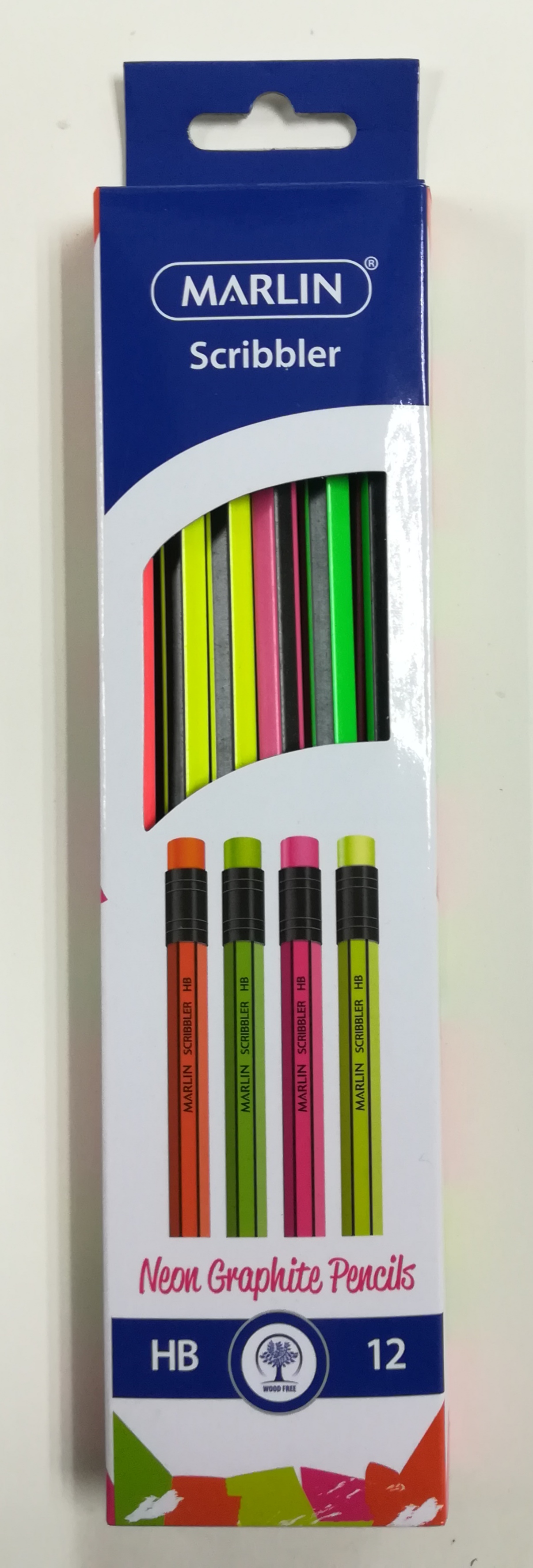 Marlin Scribblers HB rubber tipped 12’s Neon