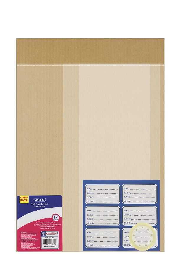 Marlin Book Cover Pre-cut Brown Kraft Combo 17pc