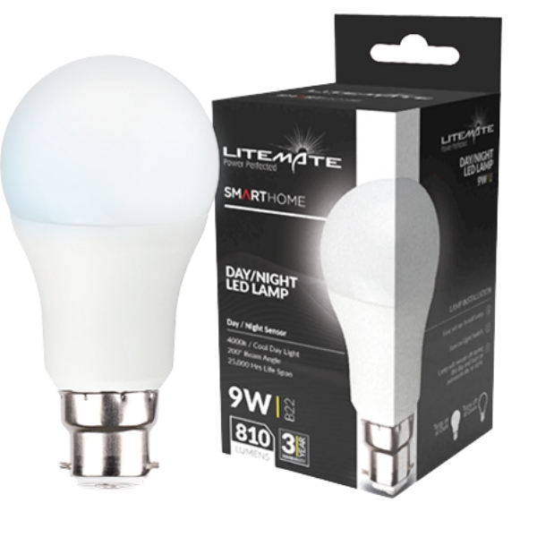 LITEMATE- Day/Night Time Sensor LED Light Bulb – (9W)