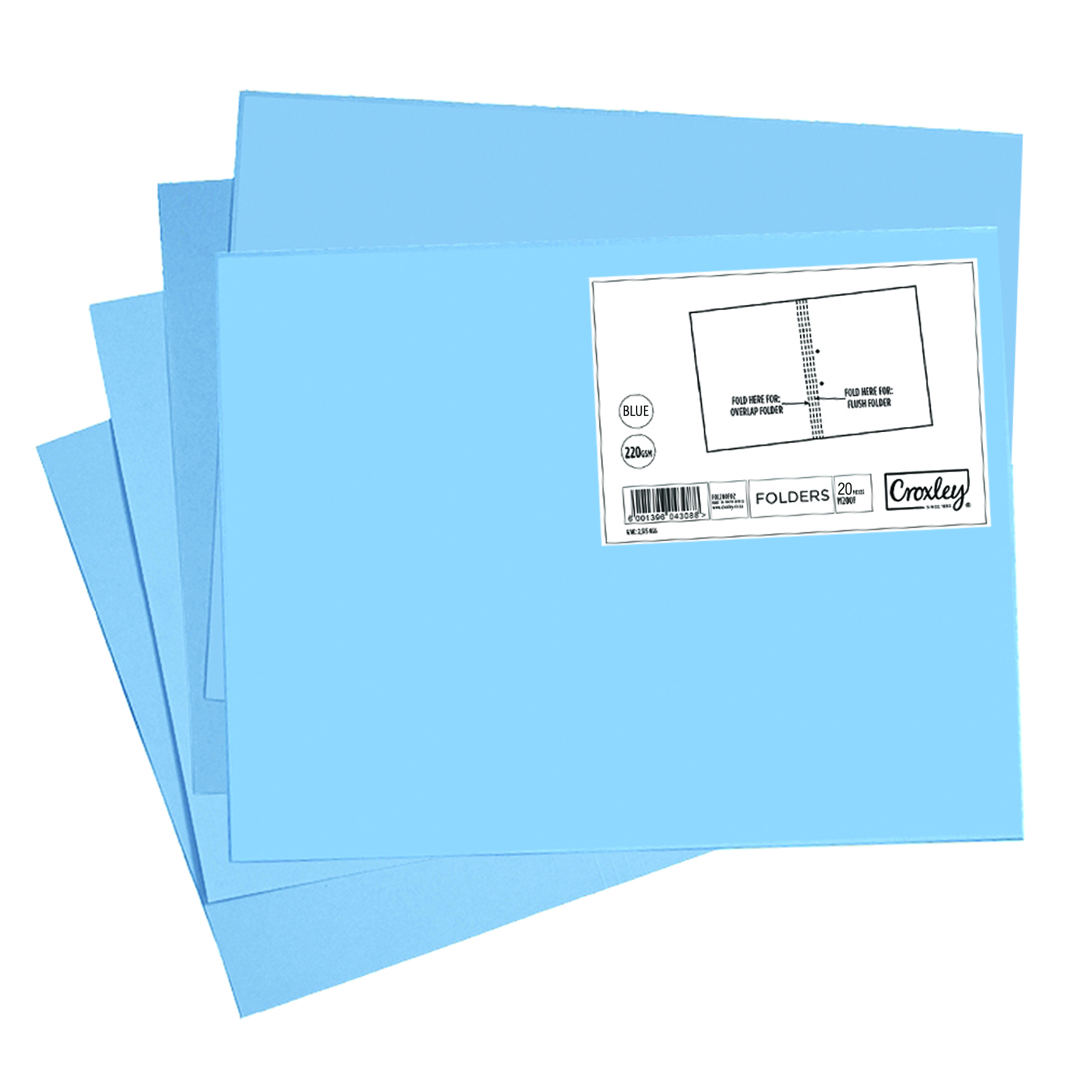 CROXLEY Blue Tokai cut flush folders 348 x 228 220GSM