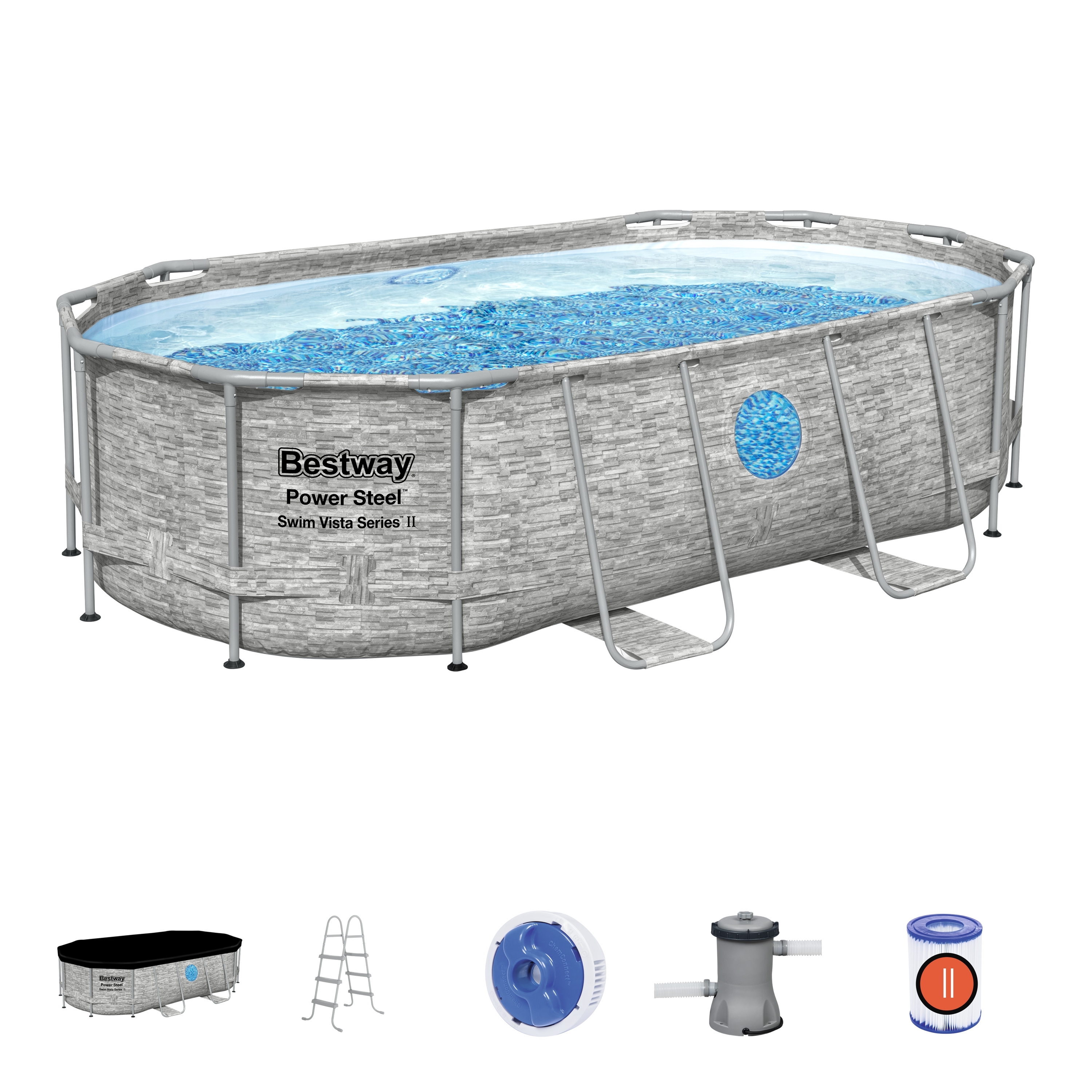 Bestway Power Steel Swim Vista Series Oval Frame Pool Set