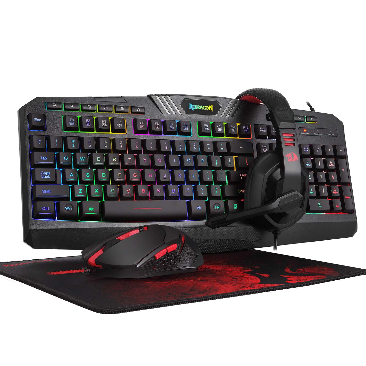 Redragon 4in1 RGB Gaming Keyboard, Mouse, Mouse Pad & Headset Combo