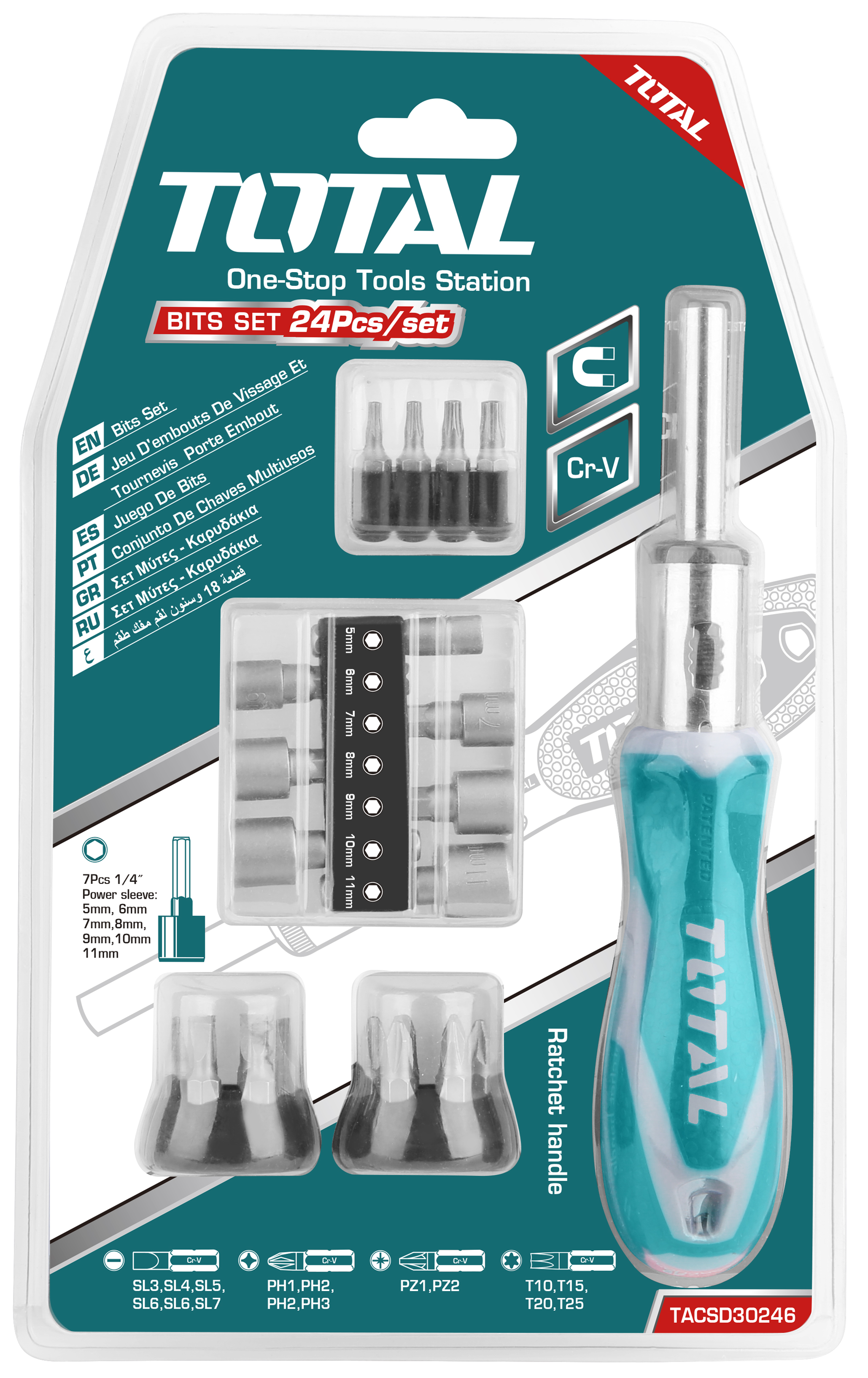 Total Tools 24 Pcs ratchet screwdriver set