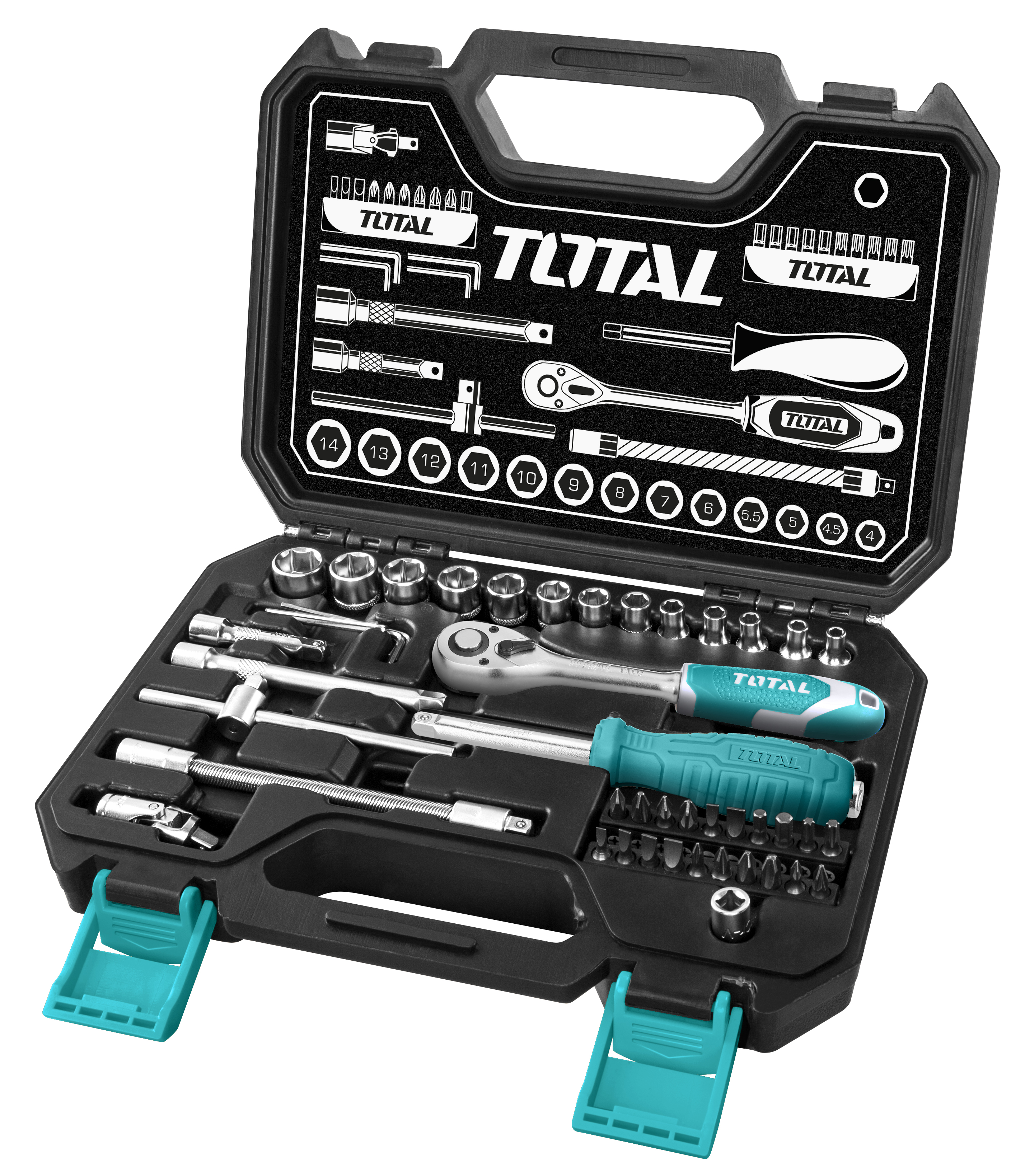 Total Tools 45Pcs 1/4″ Industrial socket set