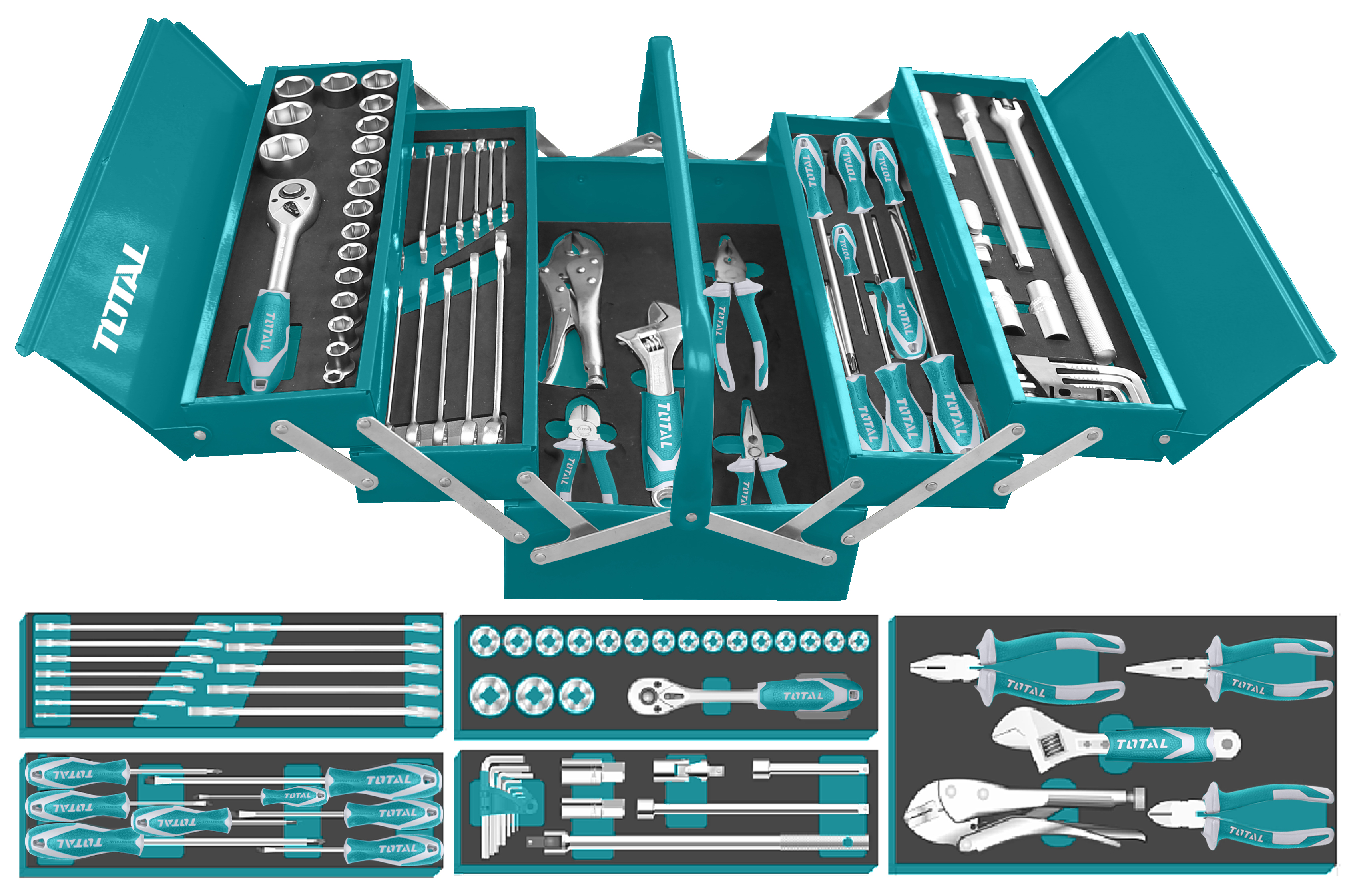 Total Tools 59 Pcs Industrial Tool Chest Set