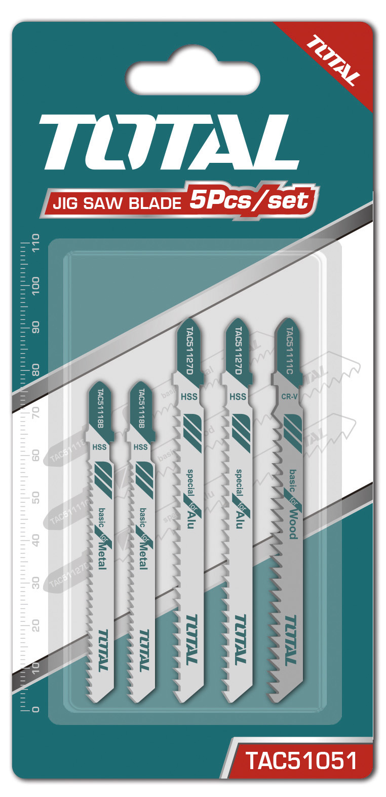 Total Tools Jig Saw Blades For Wood, Metal, Aluminium 5Pcs/Set (4 Sets)