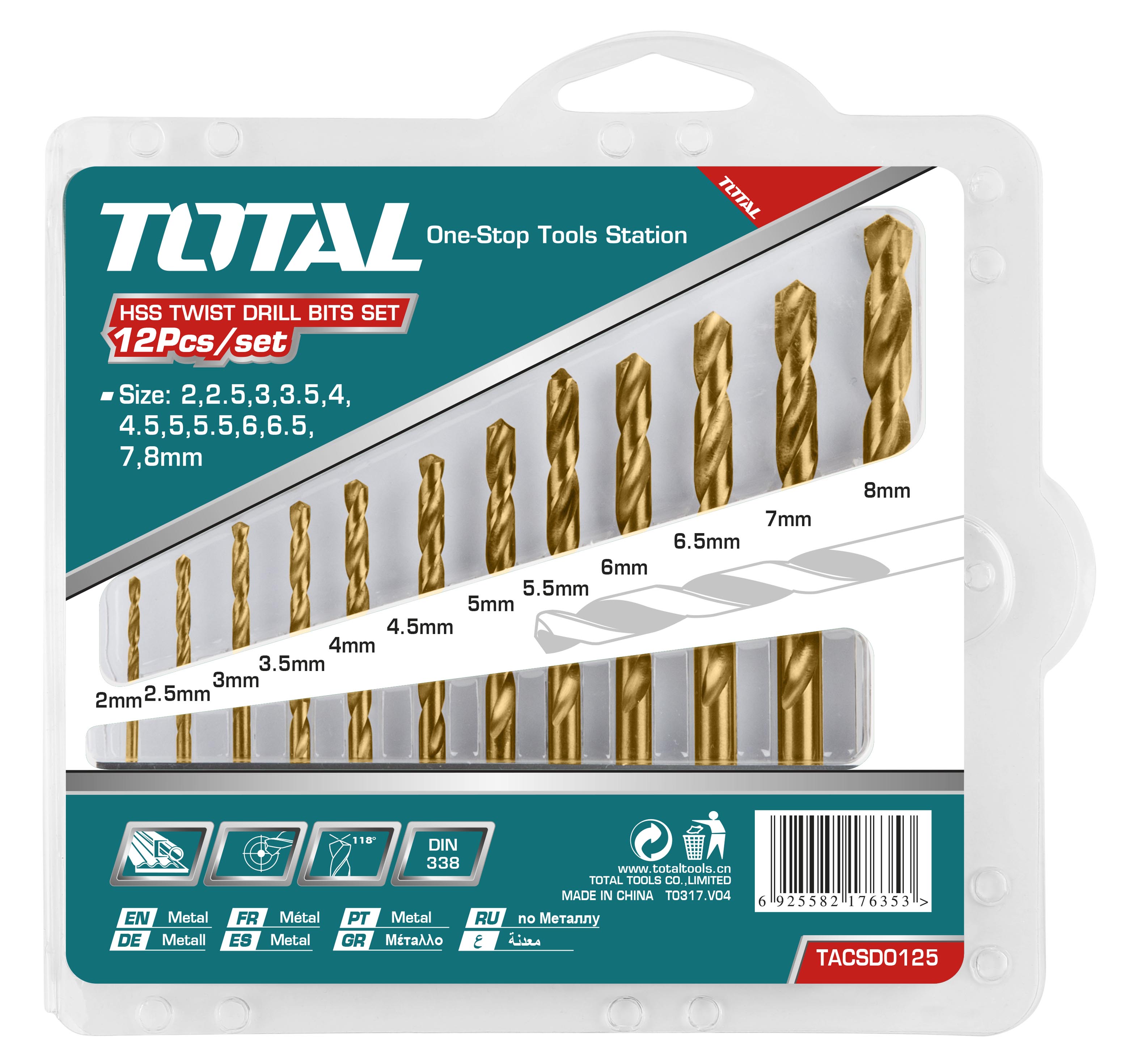 Total Tools HSS Twist Drill Bits Set 12Pcs