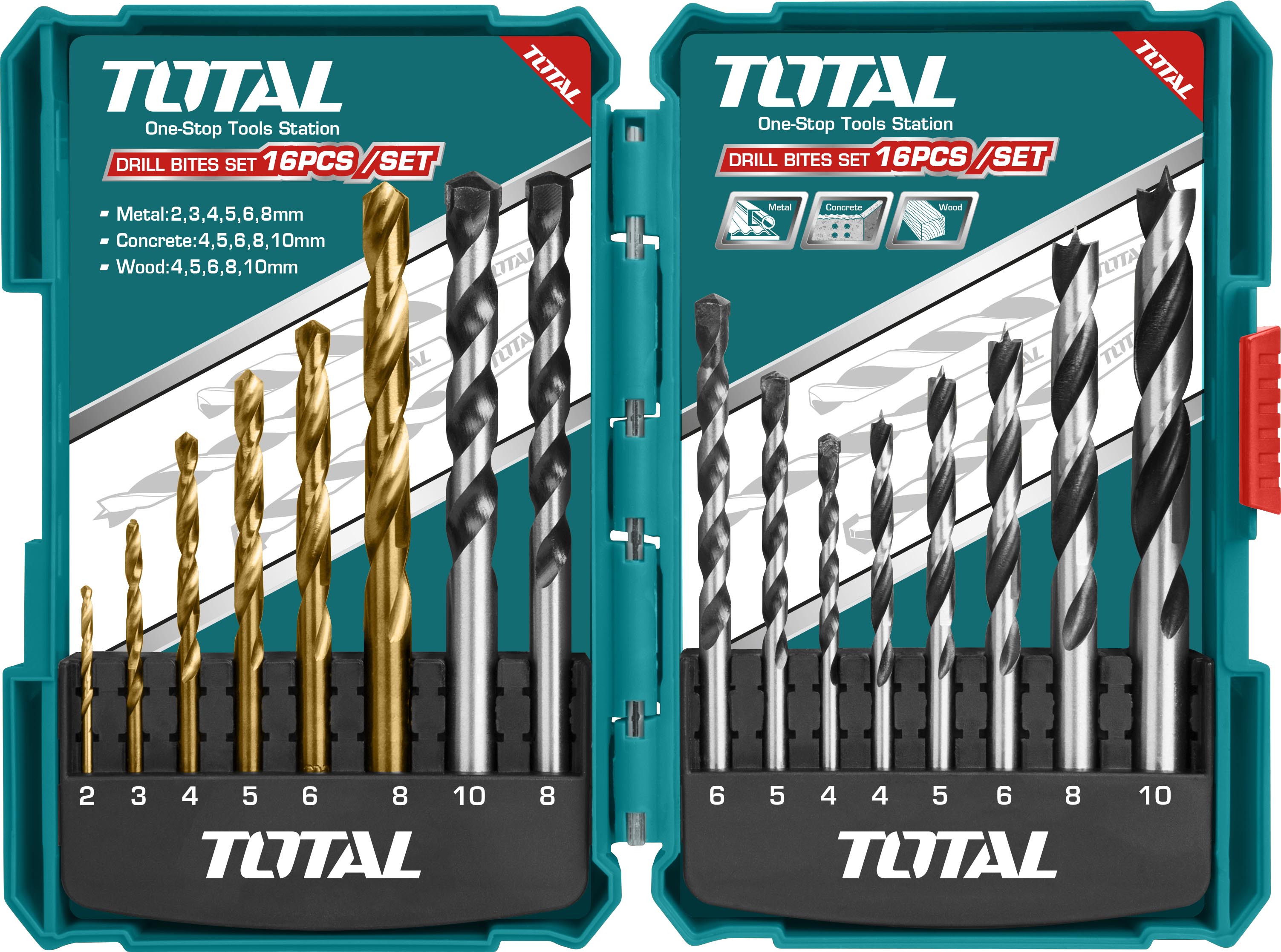 Total Tools 16 Piece Metal Concret and wood drill bits set