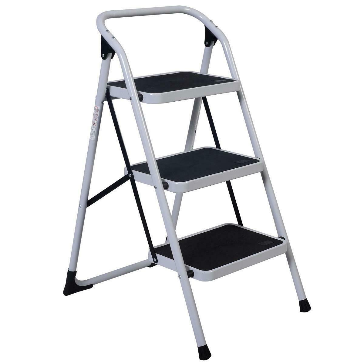 Ladder – Portable 3 Step Folding Ladder – Folding, Non Slip and Stable