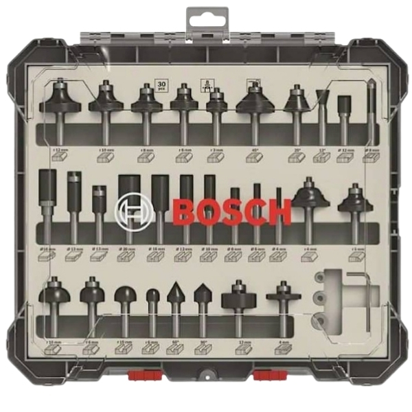 Bosch – Milling Steel Set HM mixed 1/4 ” – (30 Pieces)