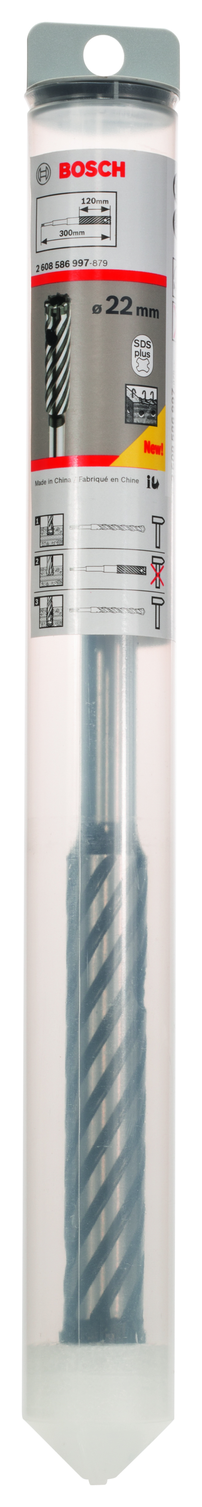 SDS-Plus-9 Four-Cutter Rebar Cutter 22 X 120 X 300 Drill Bit