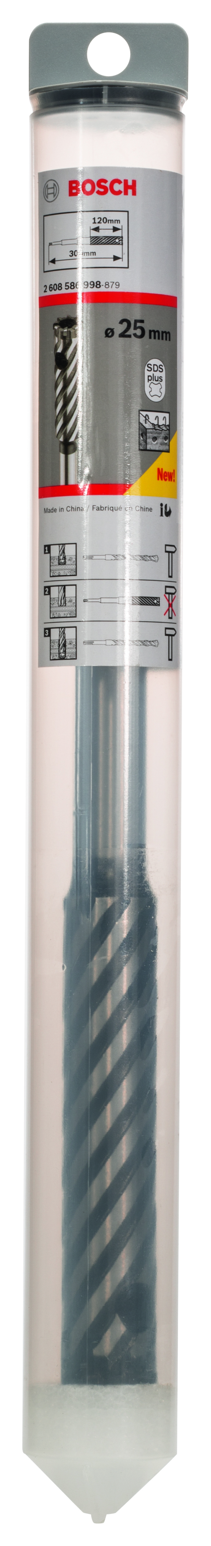 SDS-Plus-9 Four-Cutter Rebar Cutter 25 X 120 X 300 Drill Bit