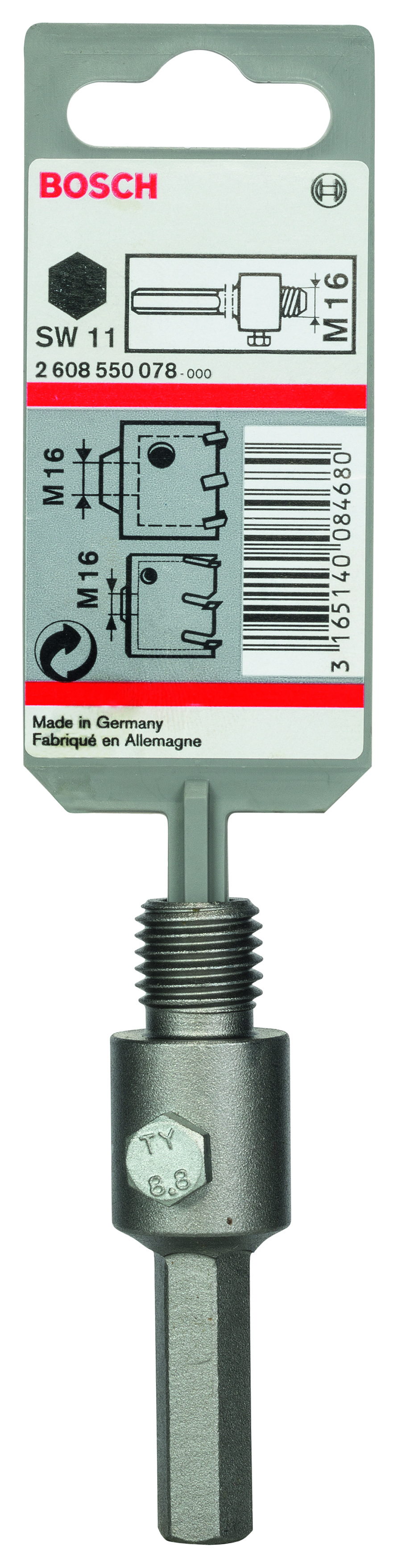 Hex Shank for Core Cutters, M16, 11mm, 80mm