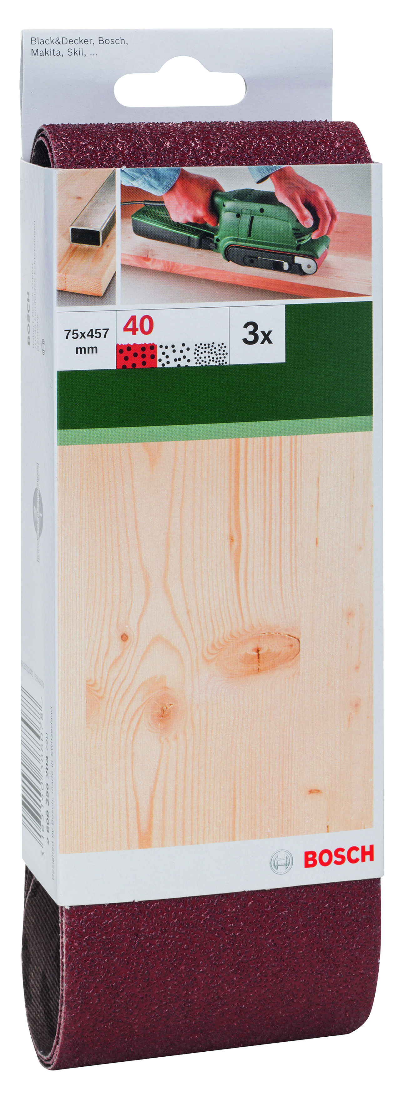 Sanding Bel Red Quality for Belt Sanders, 75 X 457mm, 40, 3 Piece