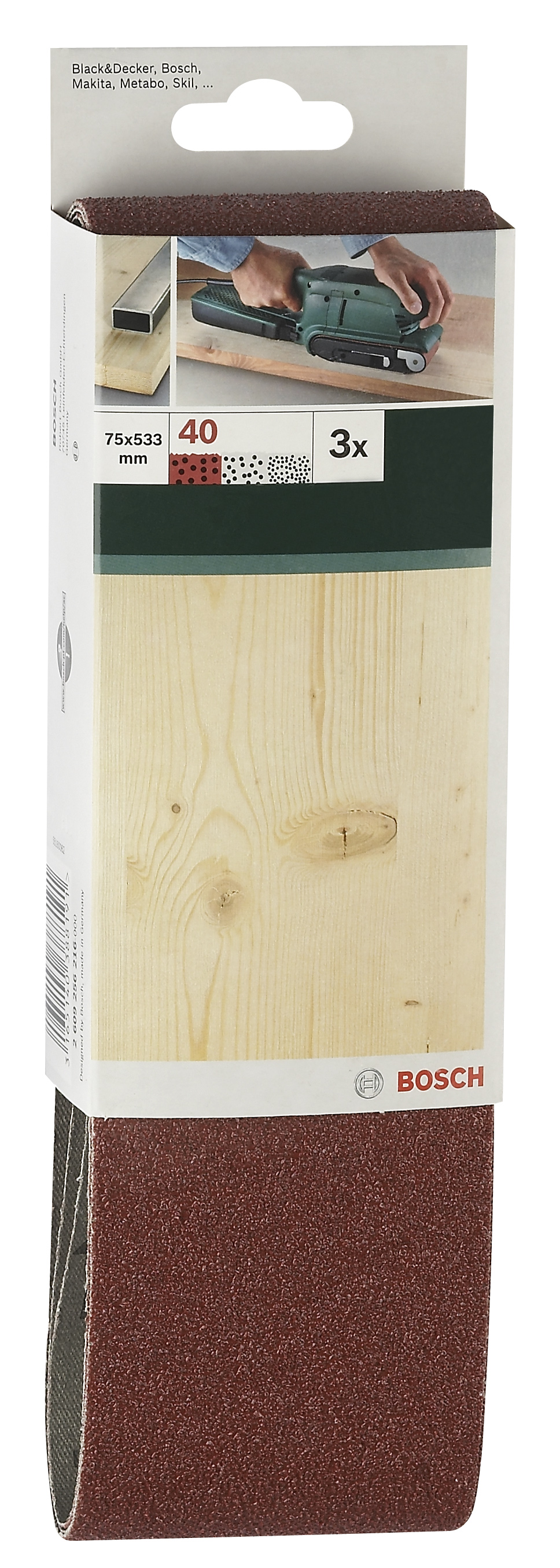 Sanding Bel Red Quality for Belt Sanders, 75 X 533mm, 40, 3 Piece