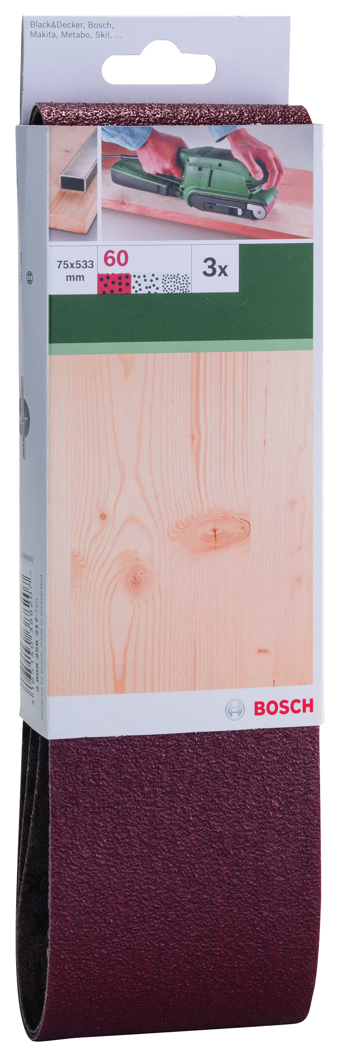 Sanding Bel Red Quality for Belt Sanders, 75 X 533mm, 60, 3 Piece