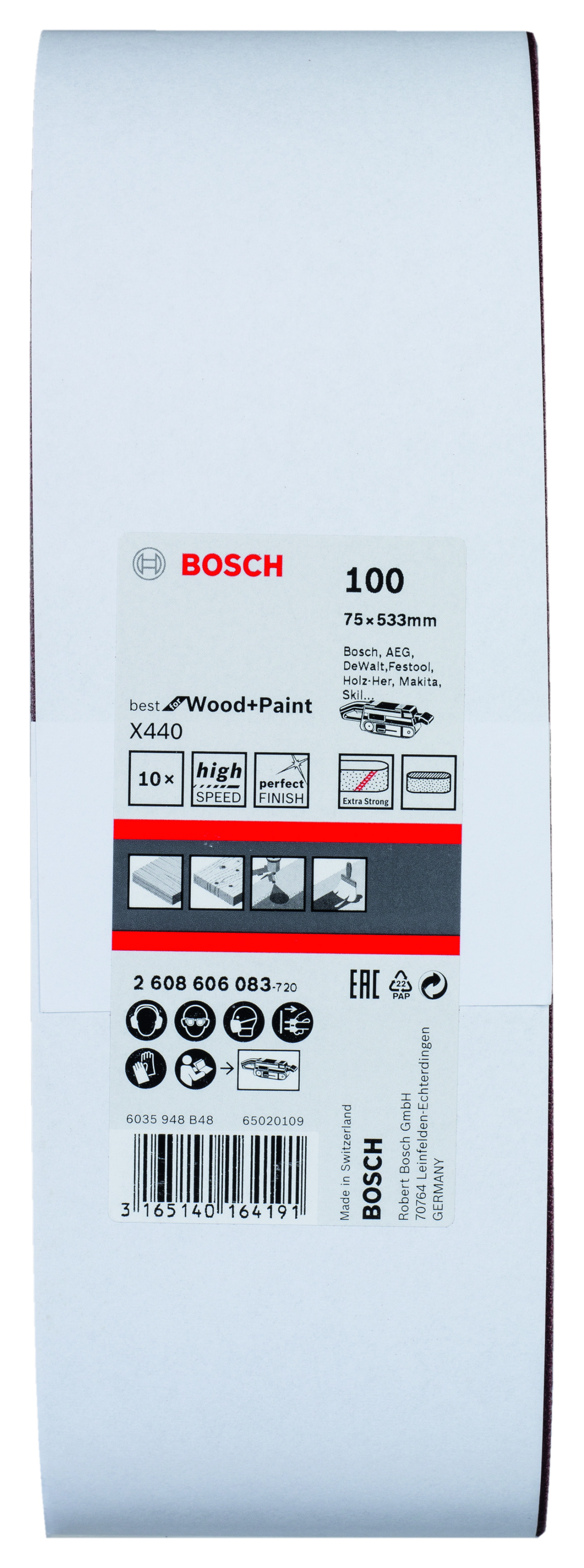 Sanding Belt Best for Wood 75 X 533mm, 100 Grit, 10 Piece