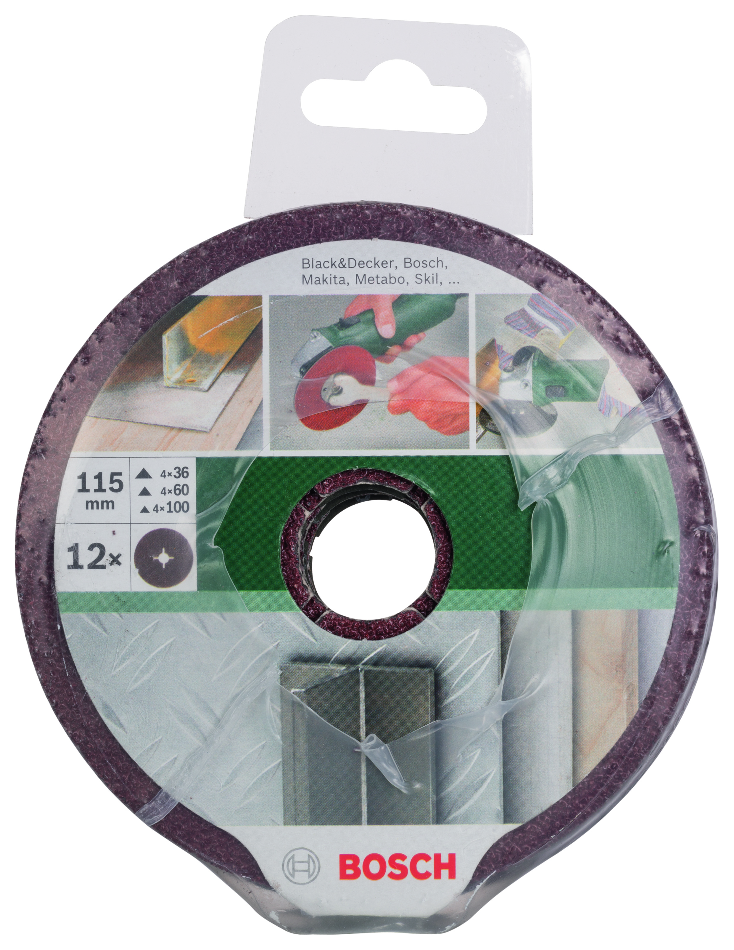 Fibre Sanding Disc for Angle Grinders, 115mm, 36 – 100, 12 Piece