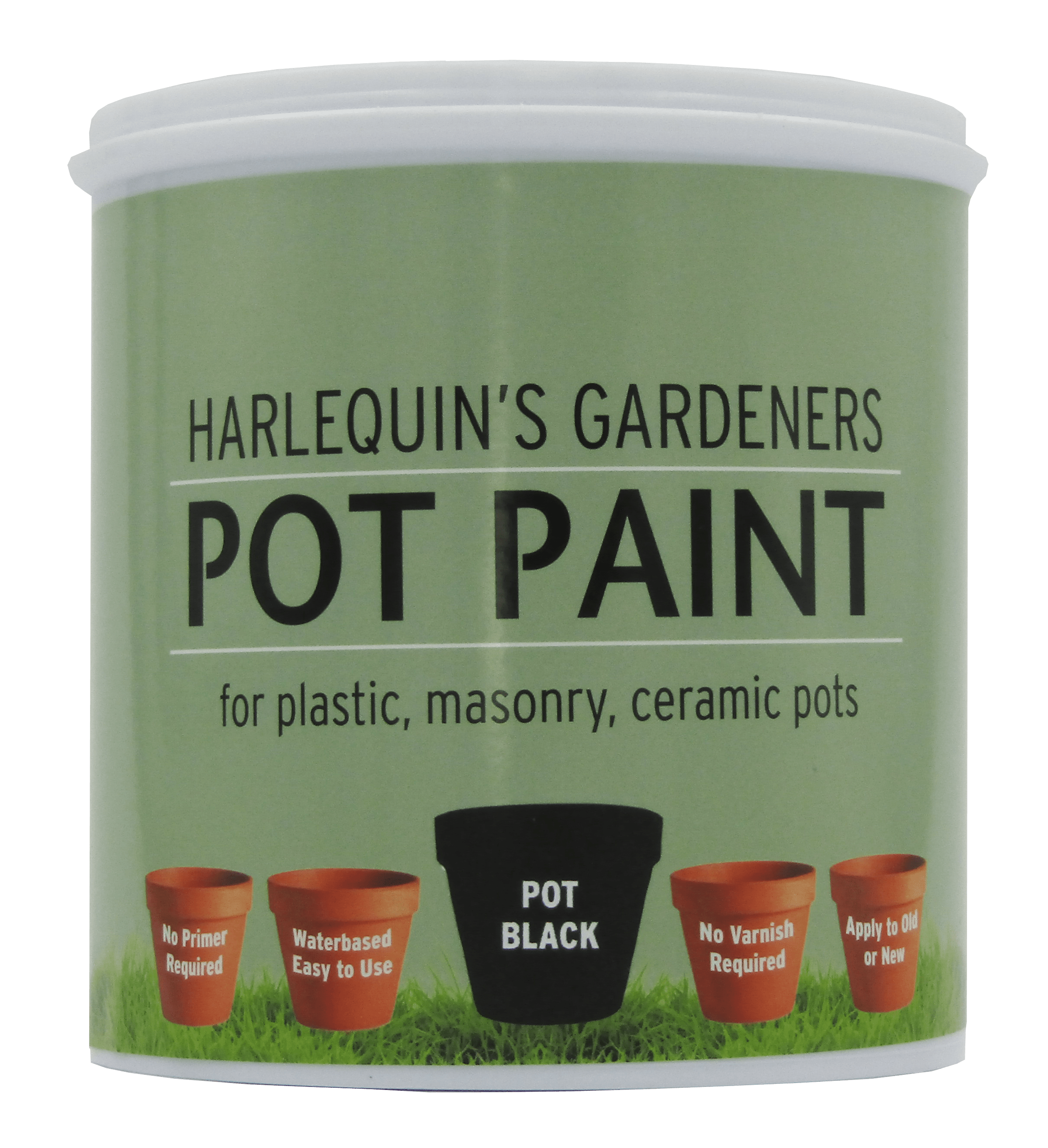 Harlequin – Pot Paint For Plastic, Masonry and Ceramic Pots – 1 Litre – Pot Black