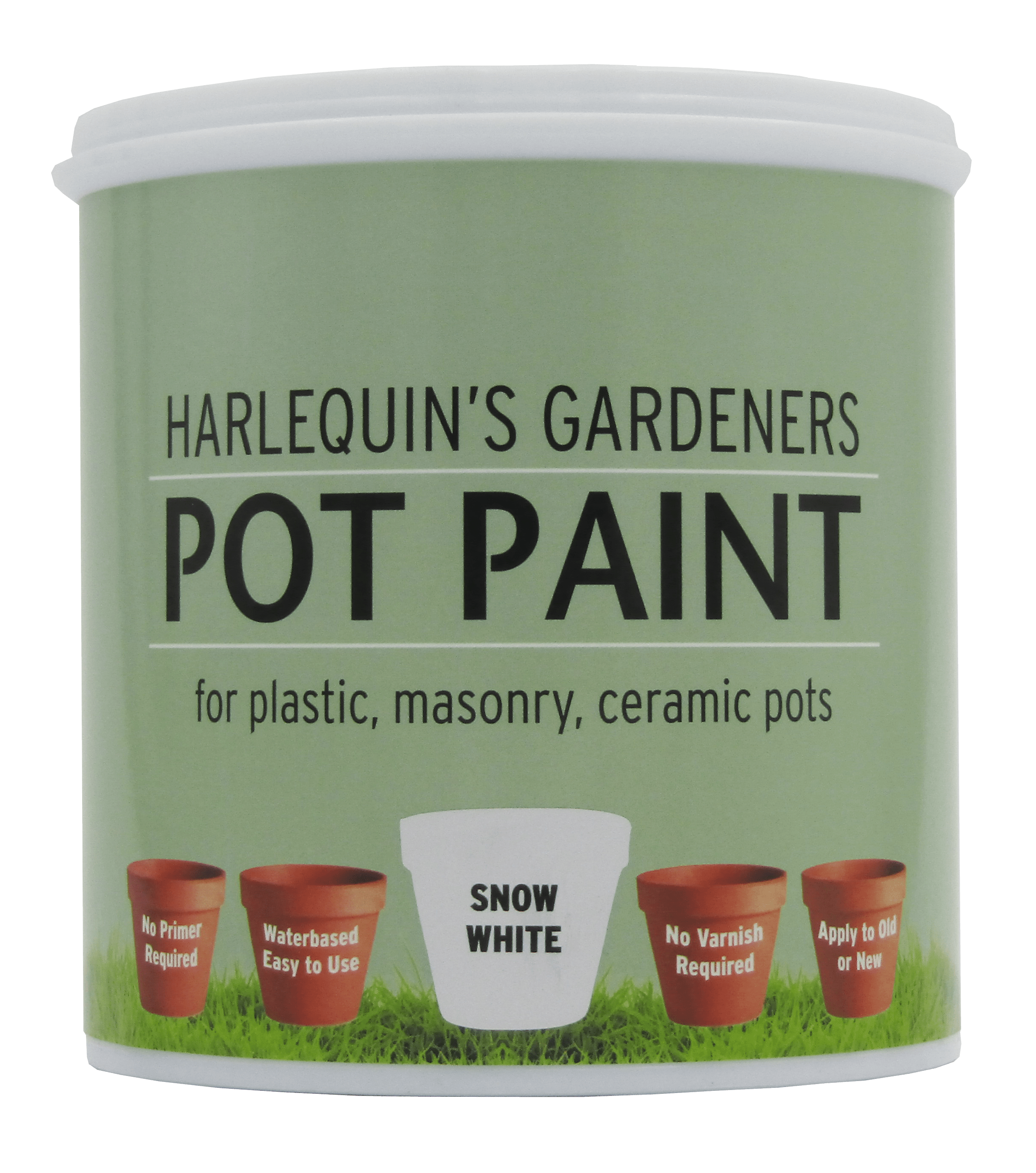 Harlequin – Pot Paint For Plastic, Masonry and Ceramic Pots – 1 Litre – Snow White