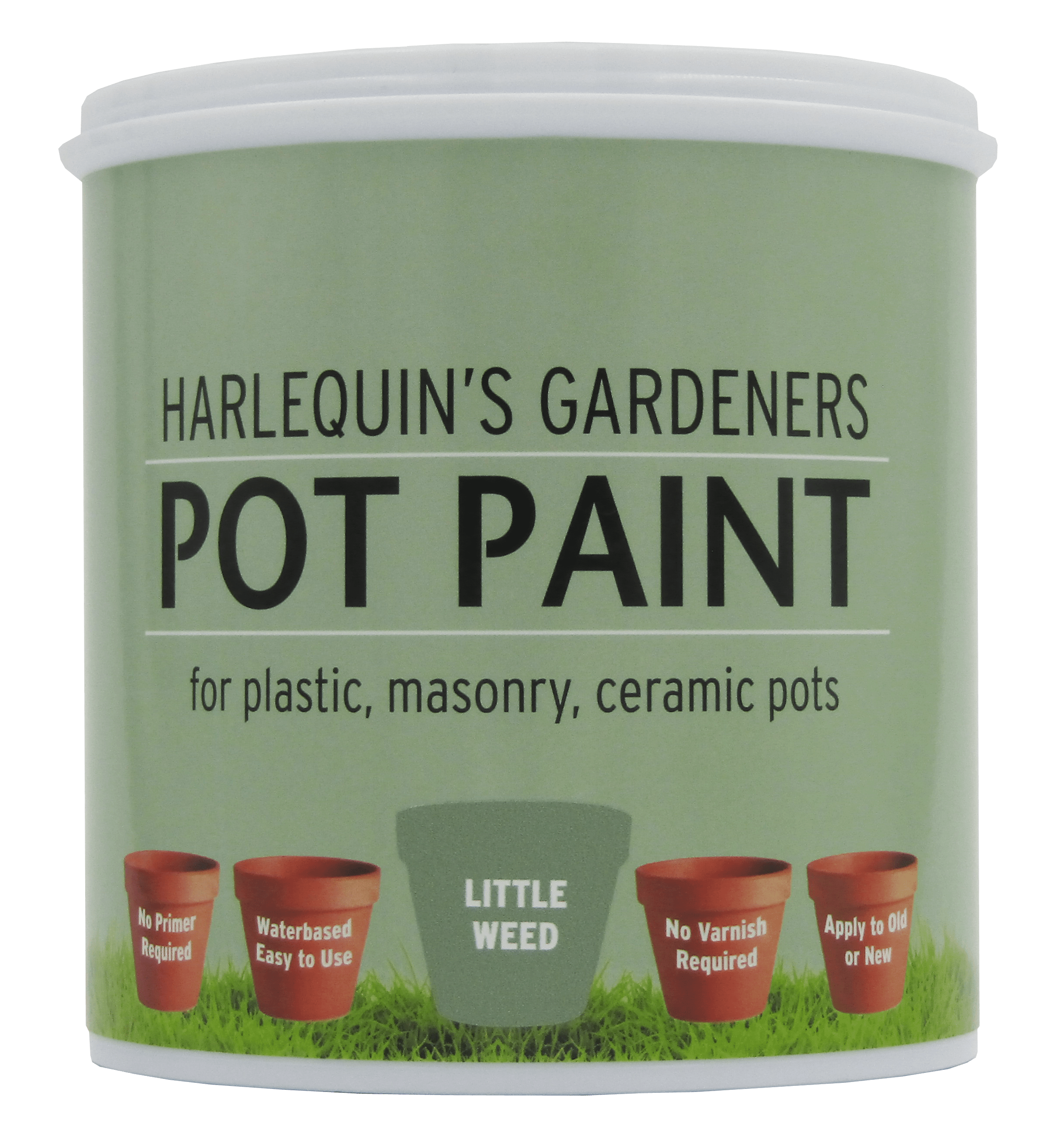 Harlequin – Pot Paint For Plastic, Masonry and Ceramic Pots – 1 Litre – Little Weed