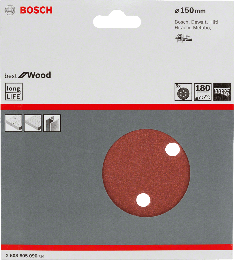 Best Wood+Paint random orbital sanders 150 mm 240 6 holes 5 Piece