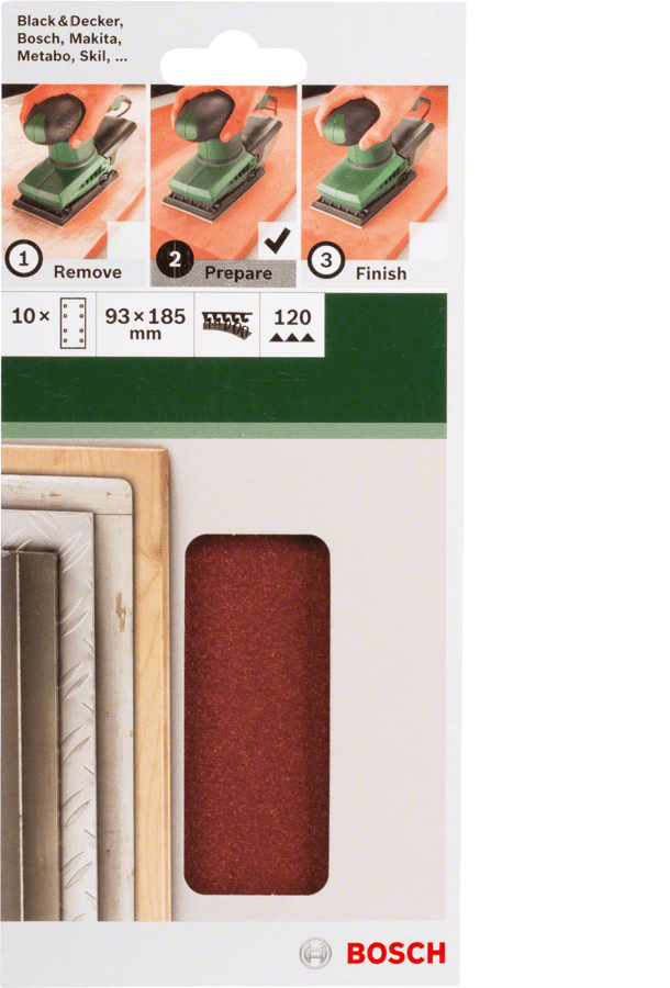 For Orbital Sanders 93 X 185 Mm 120 10 Piece 8 Hole Hook and Loop