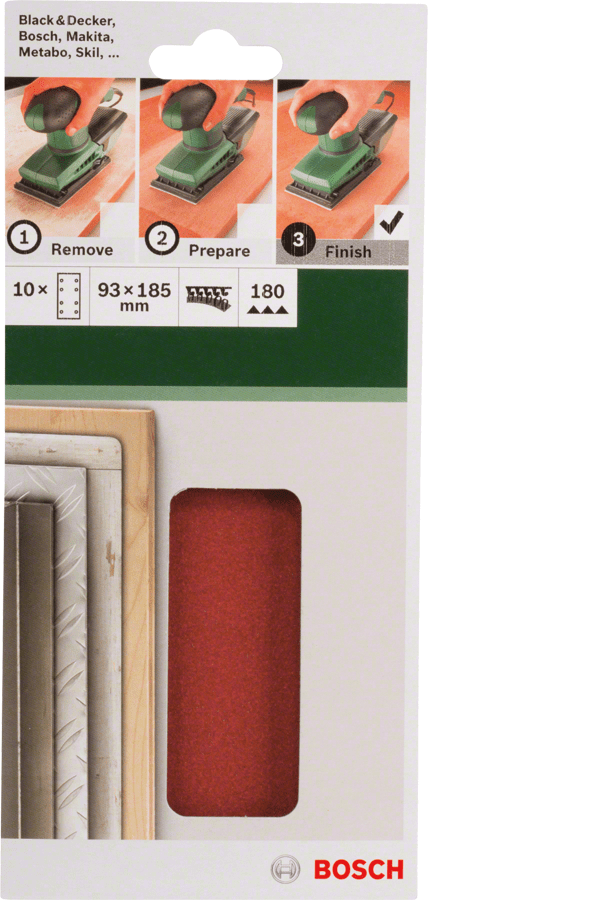 For Orbital Sanders 93 X 185 Mm 180 10 Piece 8 Hole Hook and Loop