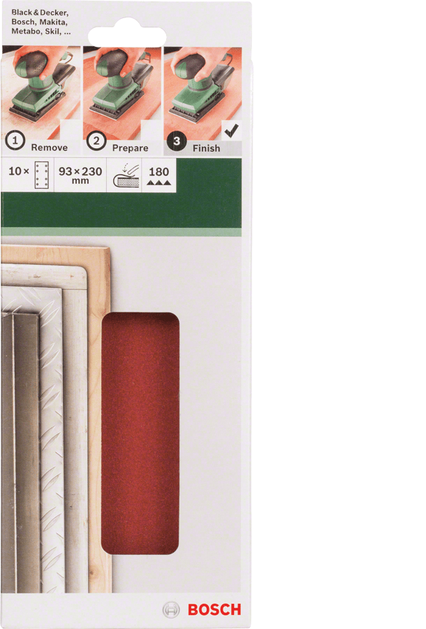 For orbital sanders 93 x 230 mm 180 10 Piece,8 hole clip on