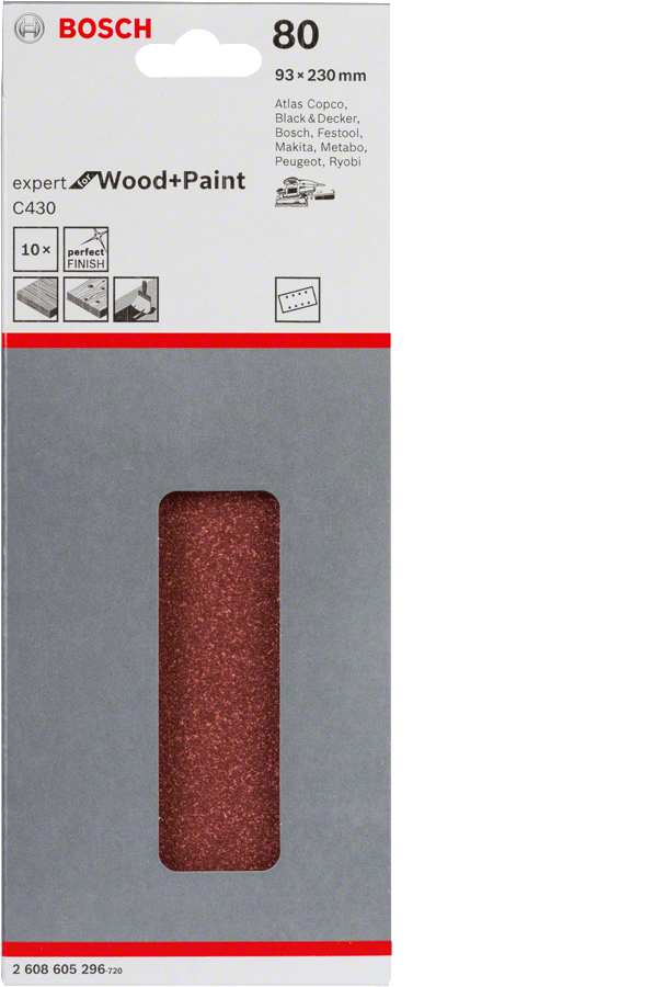 Expert for Wood for orbital sanders 93 x 230 mm 80 8 holes 10 Piece