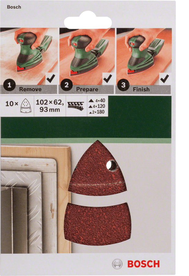 For multi-sanders 102 x 62/93 mm 40 180 10 Piece