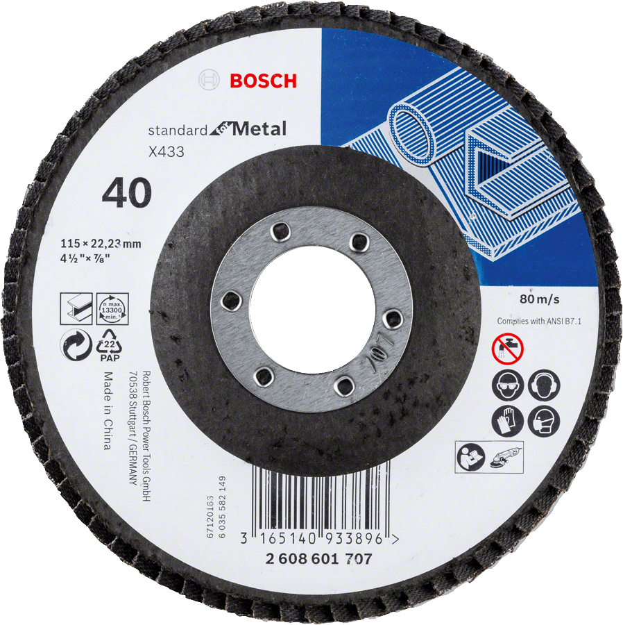 Flap disc Standard for Metal 115 mm 22,23 mm 40 straight