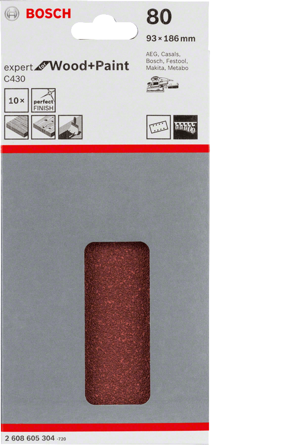 Expert for Wood for orbital sanders 93 x 186 mm 80 8 holes 10 Piece