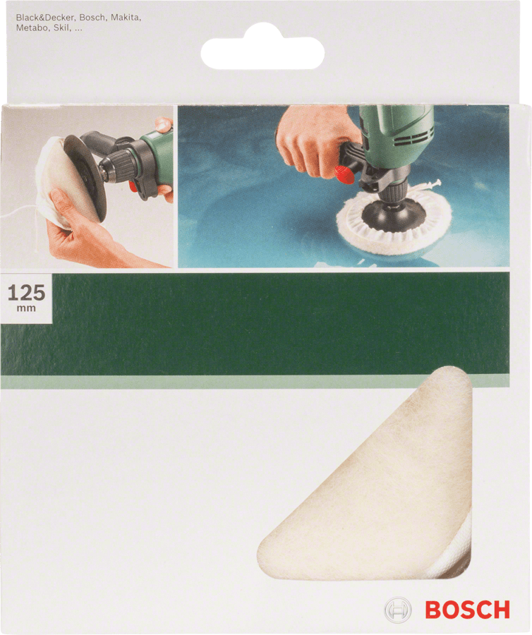 Lambswool bonnet for drill clamped 125 mm