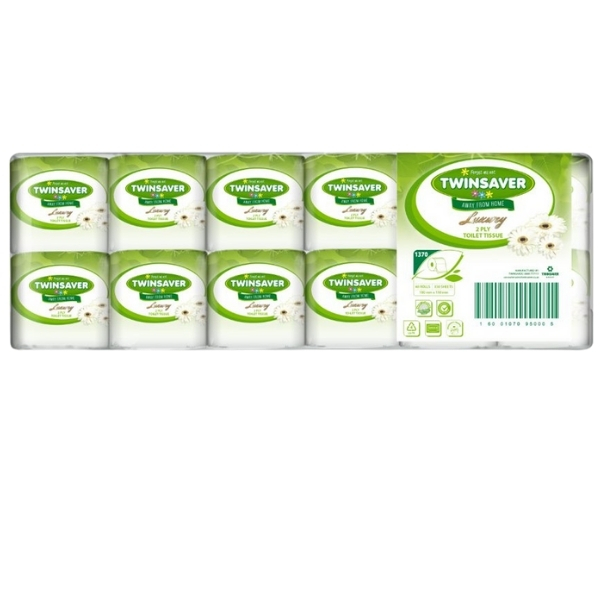 Twinsaver – Toilet Paper Wrapped (2-Ply) – Bale of 48 Rolls (350 Sheets)