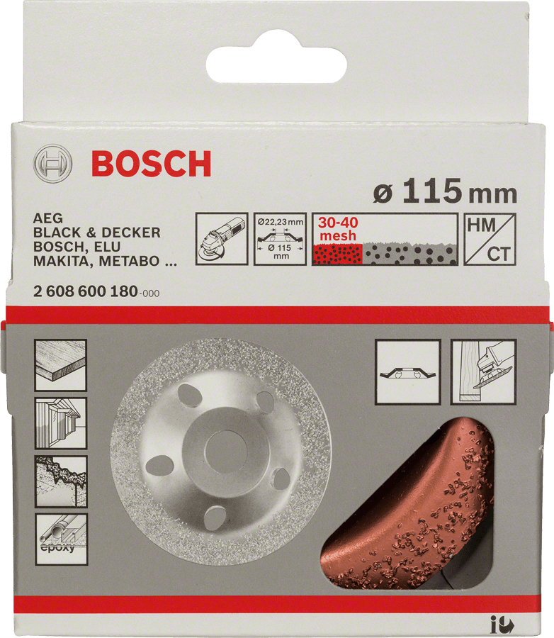 Tungsten carbide grinding head 115 x 22,23 mm, fine angled