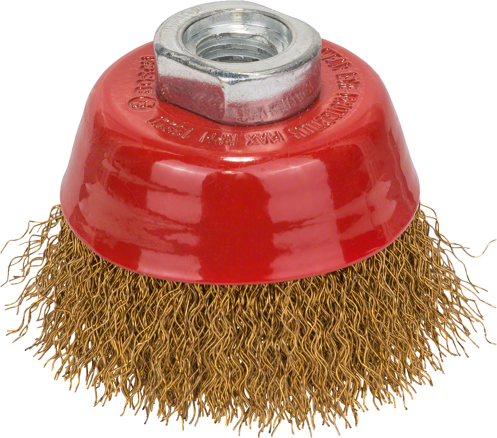 Wire cup brush, brass-coated 70 mm, 0,3 mm, M14, crimped wire