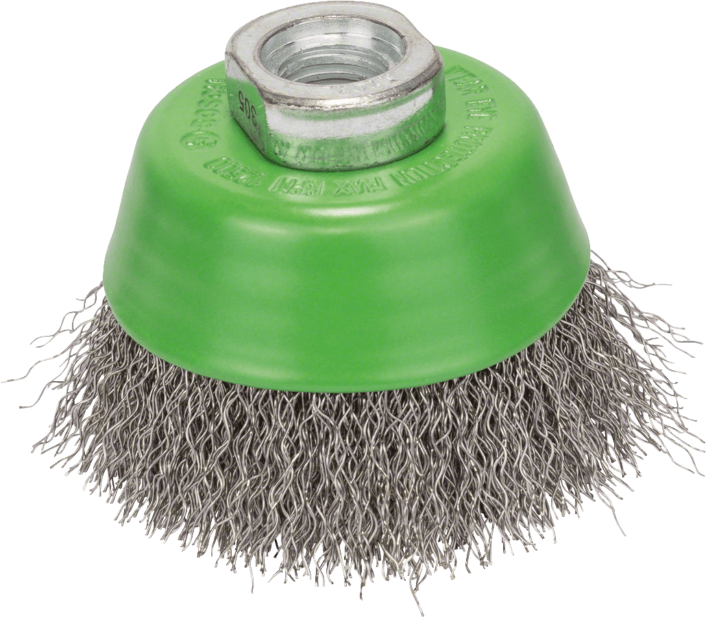 Wire cup brush, stainless 65 mm, 0,3 mm, M14, crimped wire