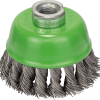 Wire cup brush, stainless 75 mm, 0,5 mm, M14, knotted wire Wire cup brush, stainless 75 mm, 0,5 mm, M14, knotted wire