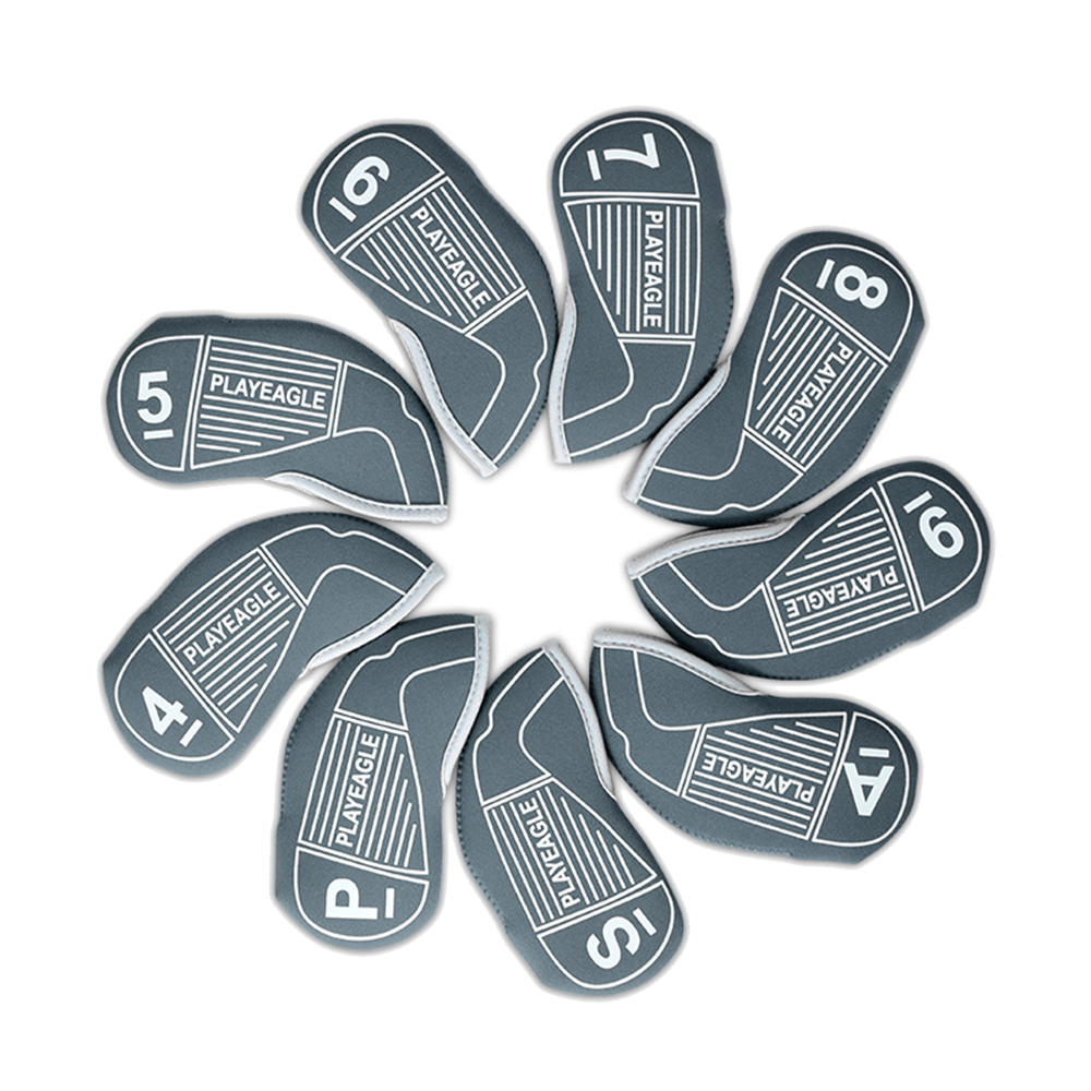 9 Piece/Set Neoprene Golf Club Iron Putter Head Cover – Gray