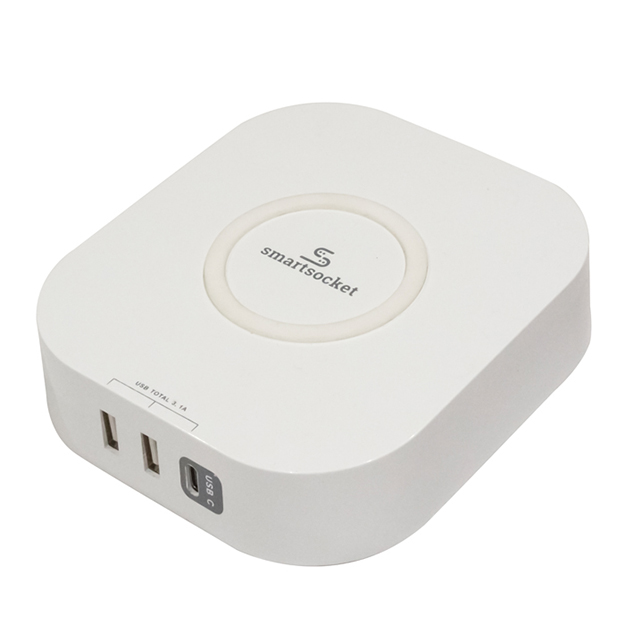 Smartsocket Compact USB Charging Hub With 10w Wireless Charging – White