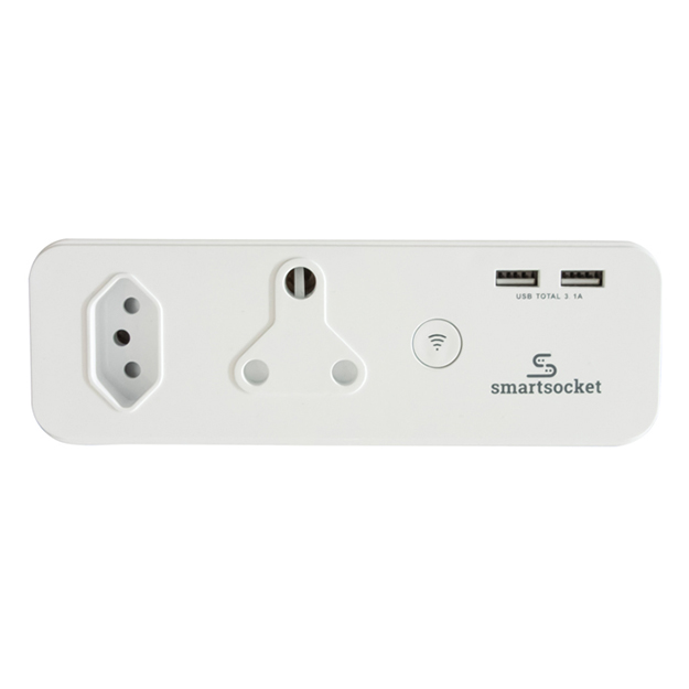 Smartsocket WiFi Power Plug Adapter with 2 USB Ports – White
