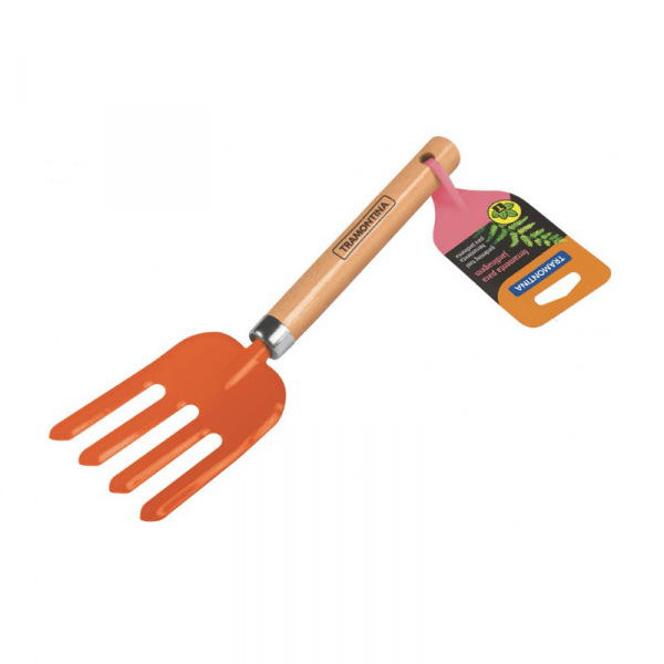 Tramontina 4 Teeth Metal Fork for Gardening with Wooden Handle