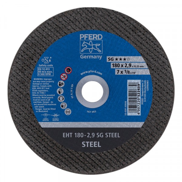 Bulk Pack 2 x Pferd SG Flat Steel Cutting Wheel x 180mm – 22.23mm Hole