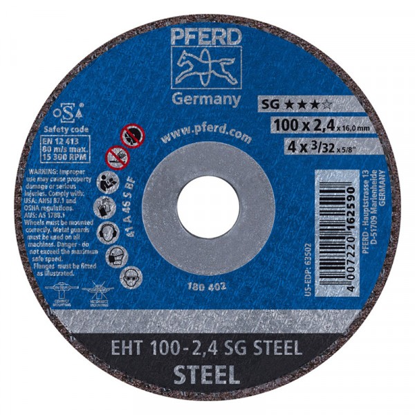Bulk Pack 3 x Pferd SG Flat Steel Cutting Disc – 100mm x 16.0mm Bore